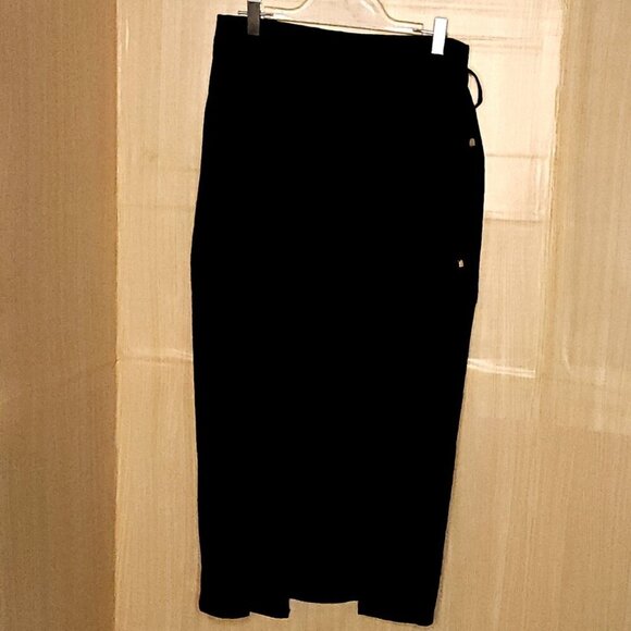 H&M Black New Textured Faux Wrap Midi Skirt Small - Picture 1 of 7